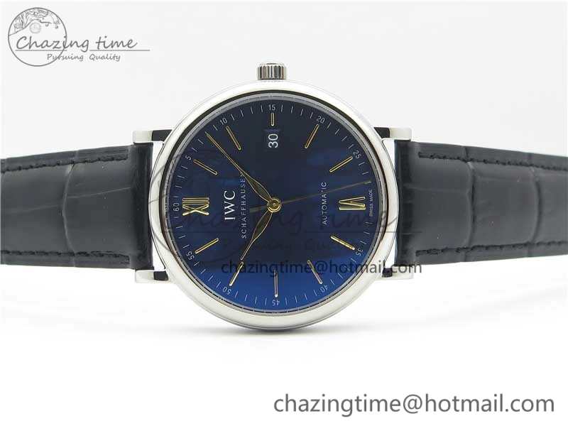 Portofino Automatic SS IW356523 FKF 1:1 Best Edition Blue Dial on Black Croco Strap A2892