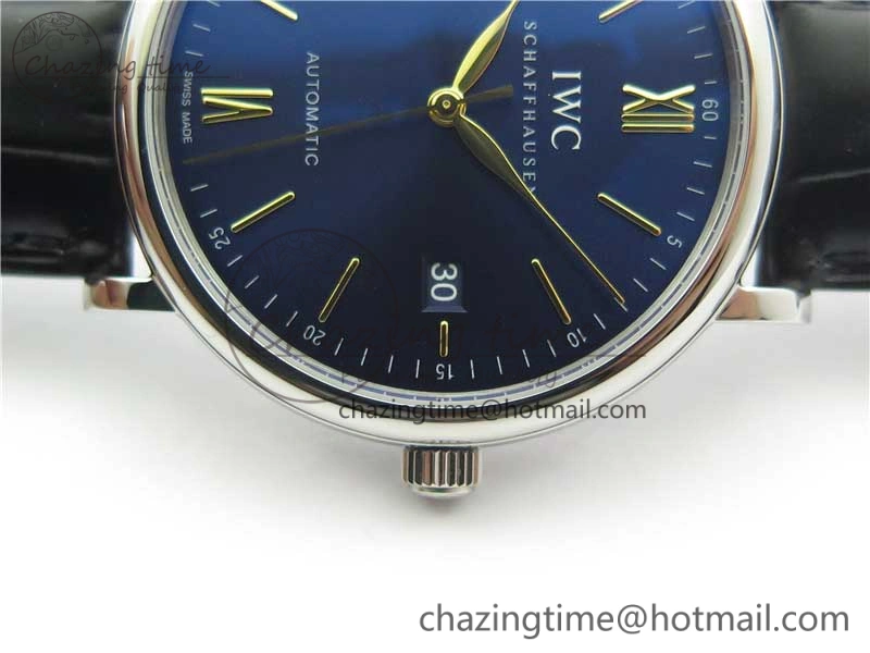Portofino Automatic SS IW356523 FKF 1:1 Best Edition Blue Dial on Black Croco Strap A2892