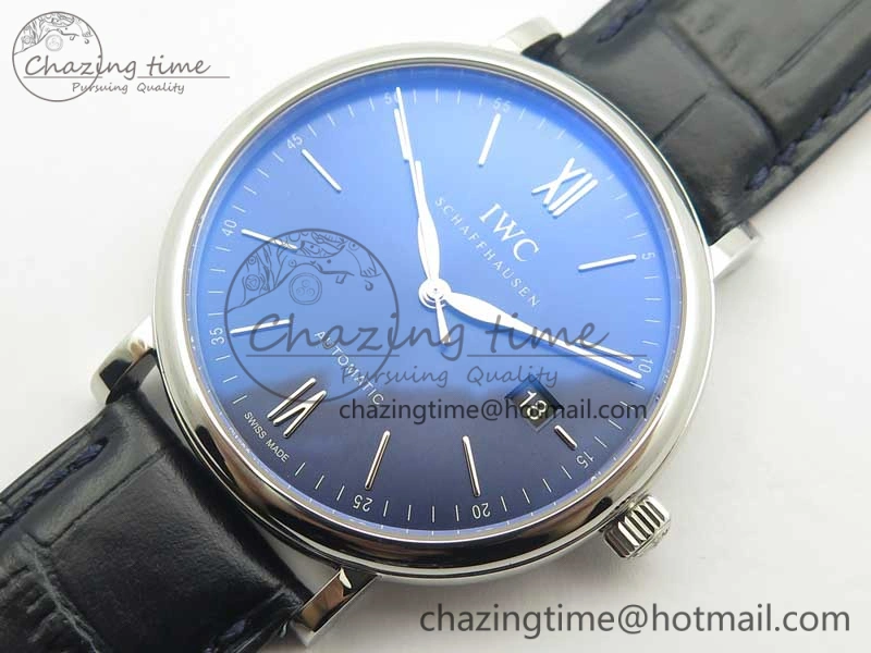 Portofino Automatic SS MKF 1:1 Best Edition Blue Dial On Blue Leather Strap MIYOTA 9015 V5