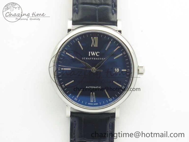 Portofino Automatic SS MKF 1:1 Best Edition Blue Dial On Blue Leather Strap MIYOTA 9015 V5