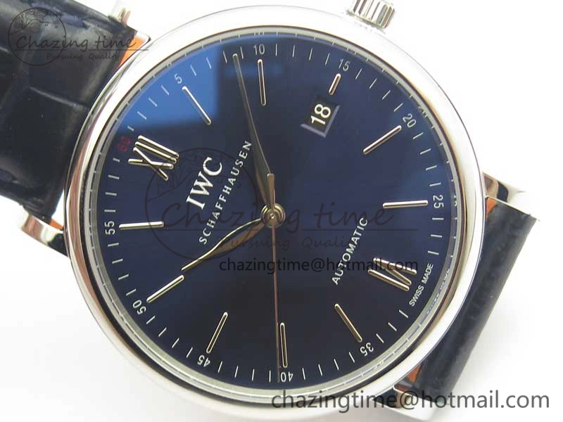 Portofino Automatic SS MKF 1:1 Best Edition Blue Dial On Blue Leather Strap MIYOTA 9015 V5