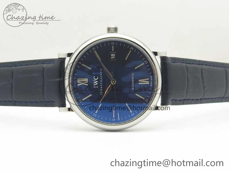 Portofino Automatic SS MKF 1:1 Best Edition Blue Dial On Blue Leather Strap MIYOTA 9015 V5