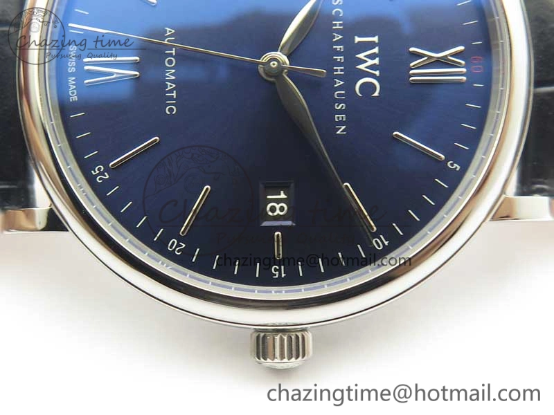 Portofino Automatic SS MKF 1:1 Best Edition Blue Dial On Blue Leather Strap MIYOTA 9015 V5