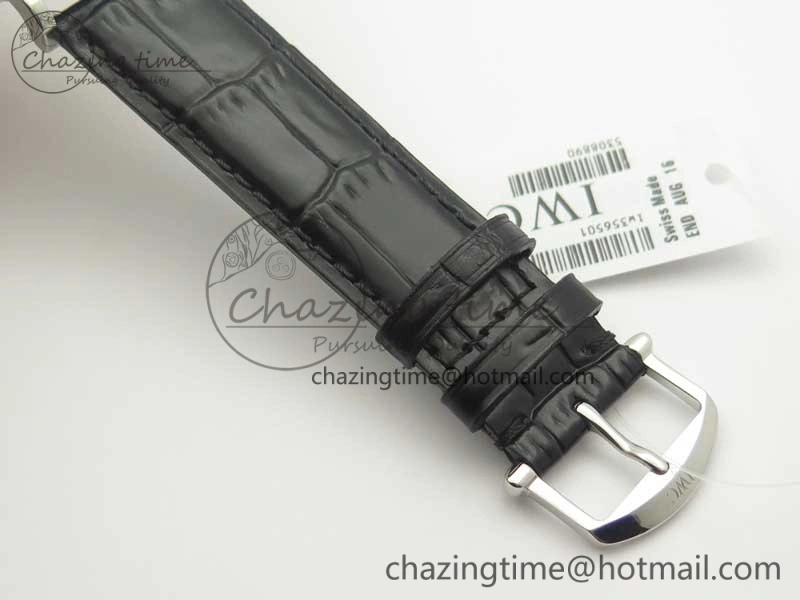 Portofino Automatic SS MKF 1:1 Best Edition White Dial On Black Leather Strap MIYOTA 9015 V5