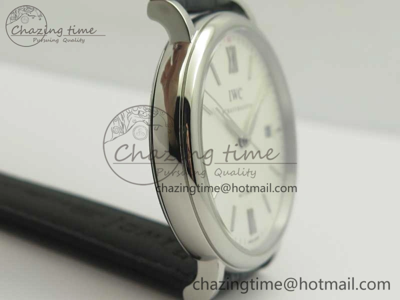 Portofino Automatic SS MKF 1:1 Best Edition White Dial On Black Leather Strap MIYOTA 9015 V5