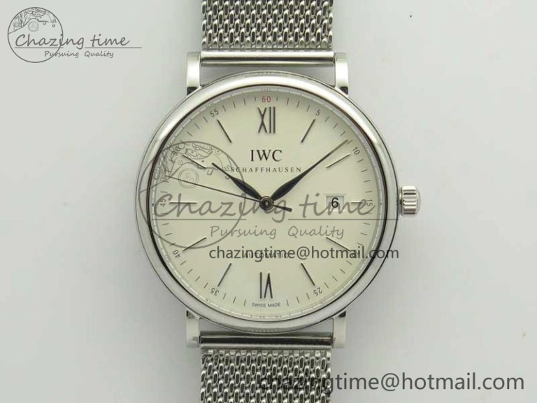 Portofino Automatic SS MKF 1:1 Best Edition White Dial On SS Mesh Bracelet A2892 V4