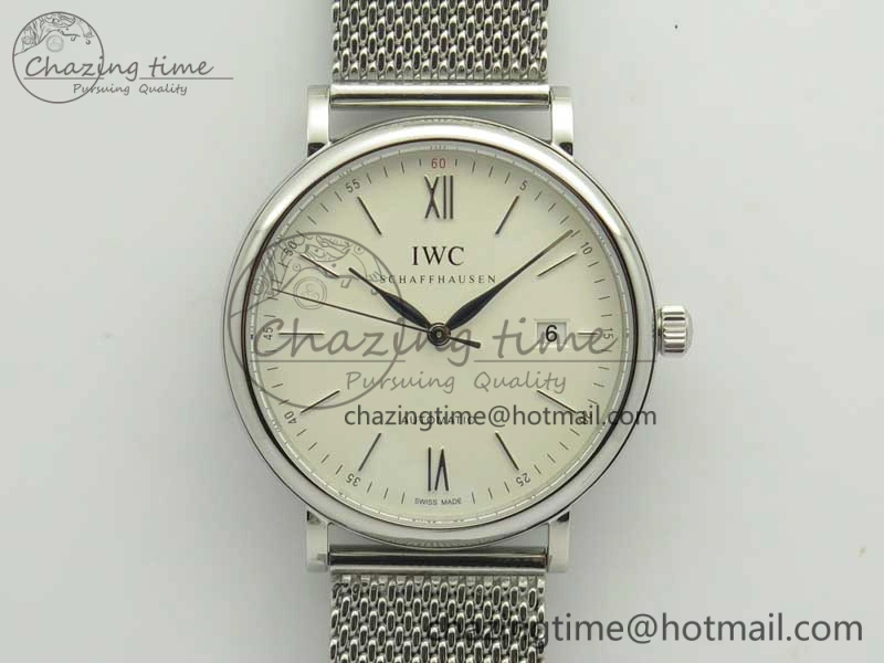 Portofino Automatic SS MKF 1:1 Best Edition White Dial On SS Mesh Bracelet A2892 V4