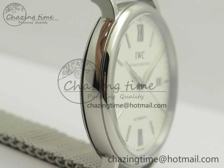 Portofino Automatic SS MKF 1:1 Best Edition White Dial On SS Mesh Bracelet A2892 V4