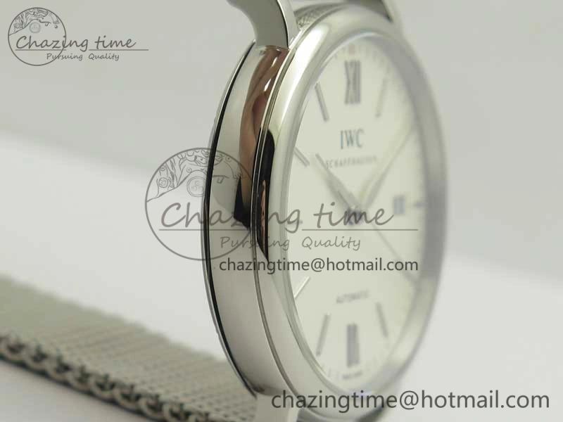 Portofino Automatic SS MKF 1:1 Best Edition White Dial On SS Mesh Bracelet A2892 V4
