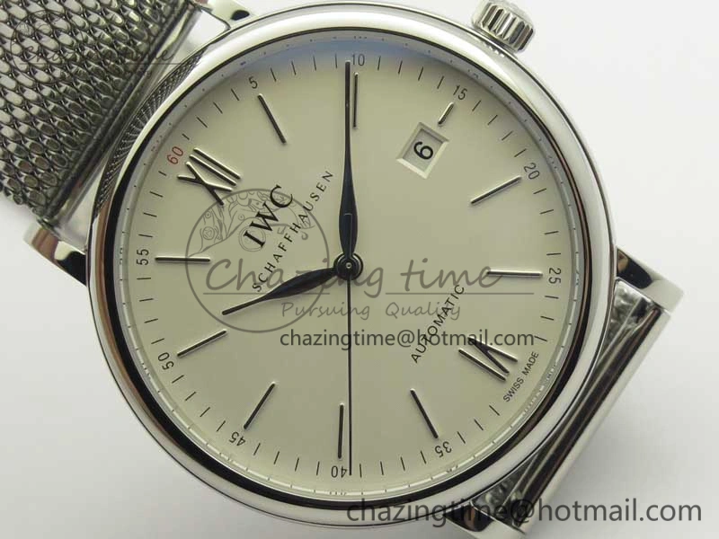 Portofino Automatic SS MKF 1:1 Best Edition White Dial On SS Mesh Bracelet A2892 V4