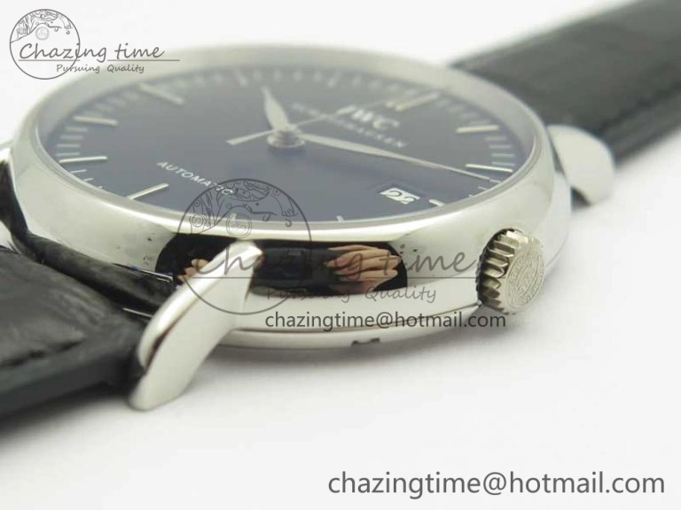 Portofino Automatic SS TWF 1:1 Best Edition Black Dial on Black Leather Strap A2892