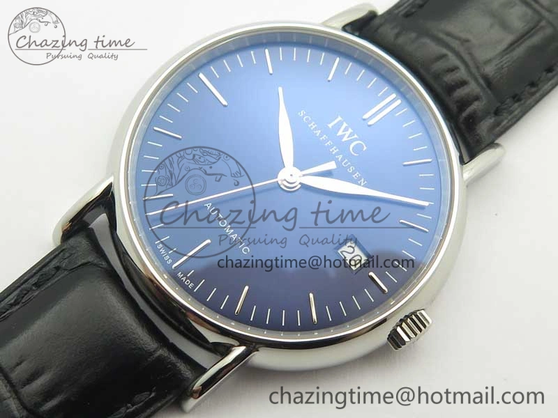 Portofino Automatic SS TWF 1:1 Best Edition Blue Dial on Black Leather Strap A2892