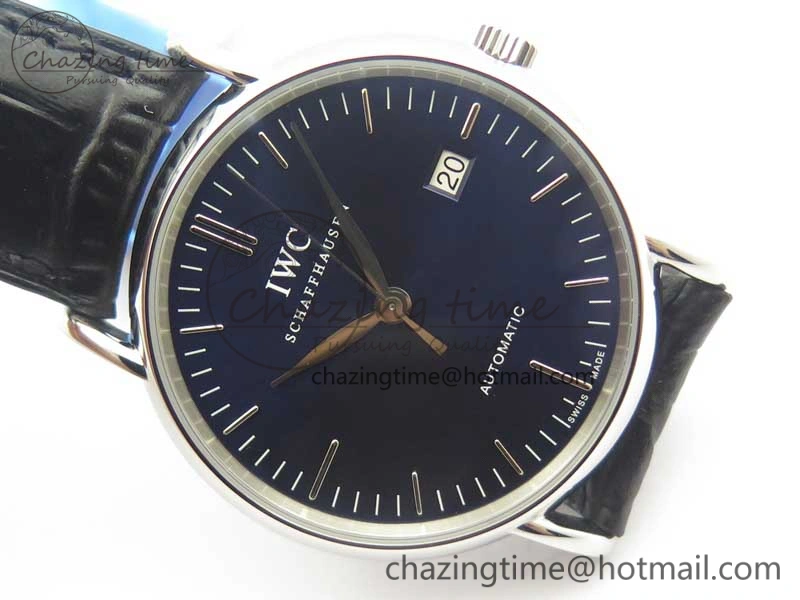 Portofino Automatic SS TWF 1:1 Best Edition Blue Dial on Black Leather Strap A2892