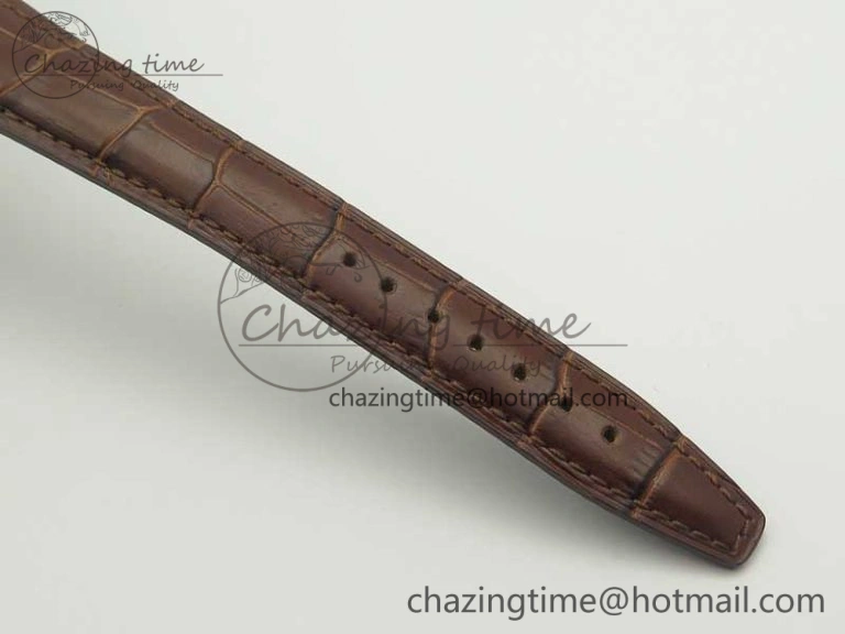 Portofino Automatic SS TWF 1:1 Best Edition Silver Dial Gold Markers on Brown Leather Strap A2892