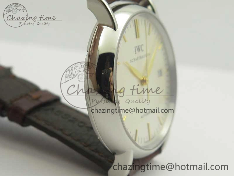 Portofino Automatic SS TWF 1:1 Best Edition Silver Dial Gold Markers on Brown Leather Strap A2892