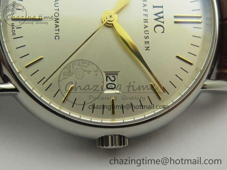 Portofino Automatic SS TWF 1:1 Best Edition Silver Dial Gold Markers on Brown Leather Strap A2892