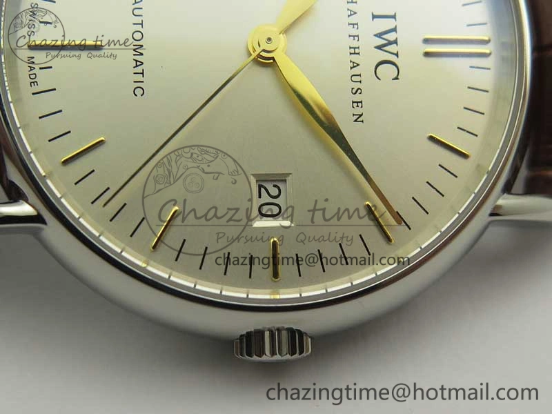 Portofino Automatic SS TWF 1:1 Best Edition Silver Dial Gold Markers on Brown Leather Strap A2892