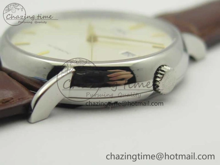 Portofino Automatic SS TWF 1:1 Best Edition Silver Dial Gold Markers on Brown Leather Strap A2892