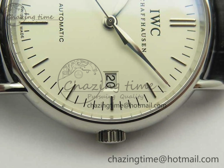 Portofino Automatic SS TWF 1:1 Best Edition Silver Dial SS Markers on Black Leather Strap A2892