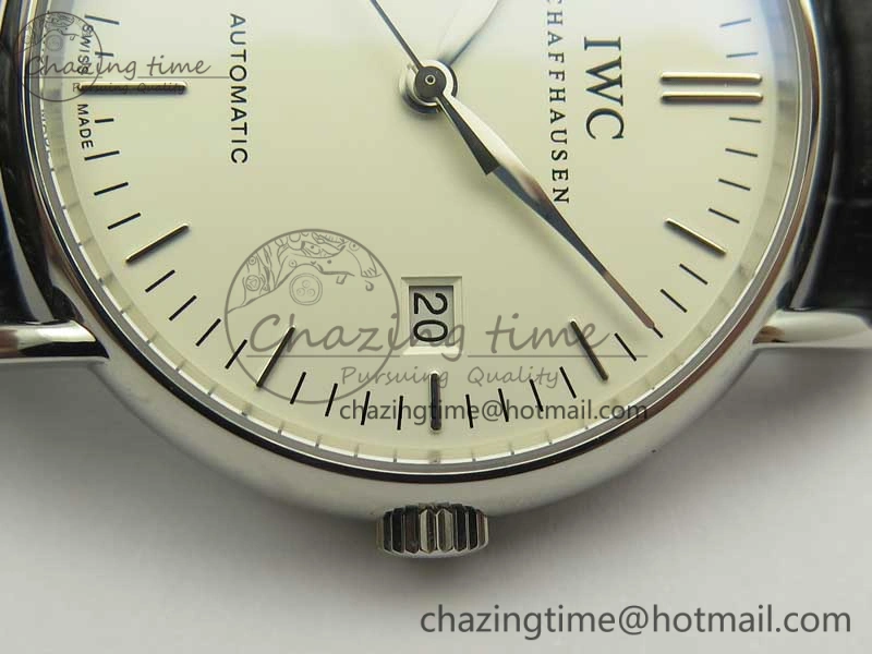 Portofino Automatic SS TWF 1:1 Best Edition Silver Dial SS Markers on Black Leather Strap A2892