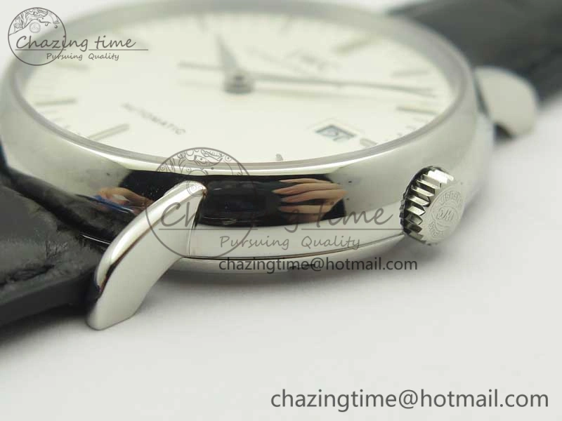 Portofino Automatic SS TWF 1:1 Best Edition Silver Dial SS Markers on Black Leather Strap A2892