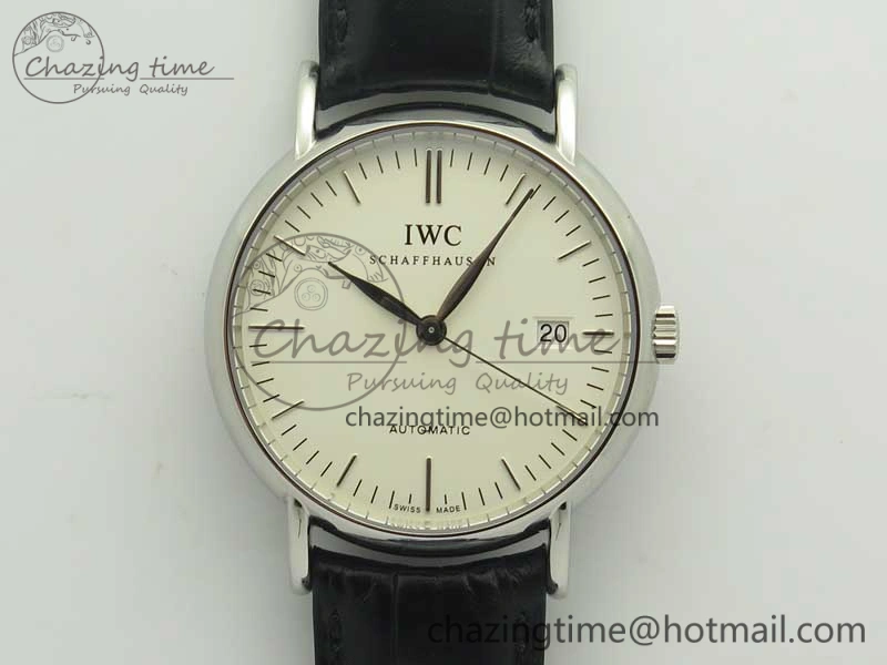 Portofino Automatic SS TWF 1:1 Best Edition Silver Dial SS Markers on Black Leather Strap A2892