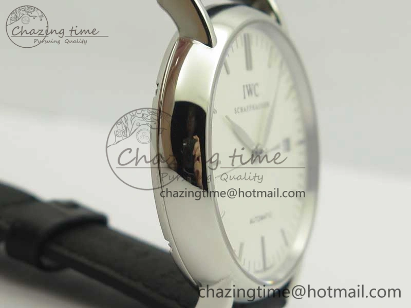 Portofino Automatic SS TWF 1:1 Best Edition Silver Dial SS Markers on Black Leather Strap A2892