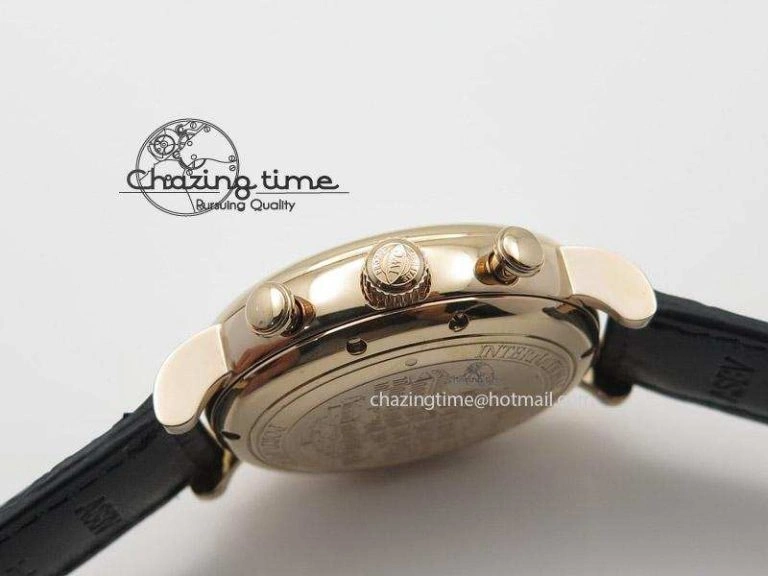 Portofino Chrono RG Black Dial on Black Leather Strap A7750
