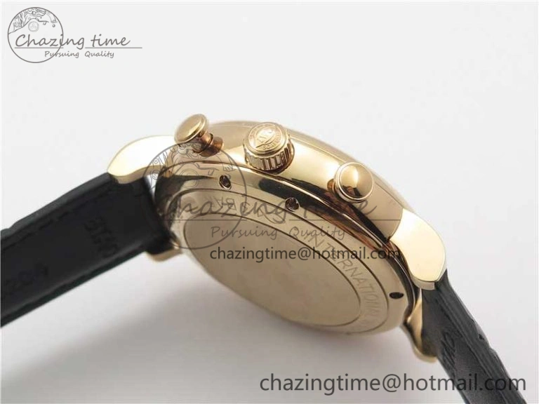 Portofino Chrono RG ZF 1:1 Best Edition Blue Dial Gold Markers on Black Leather Strap A7750