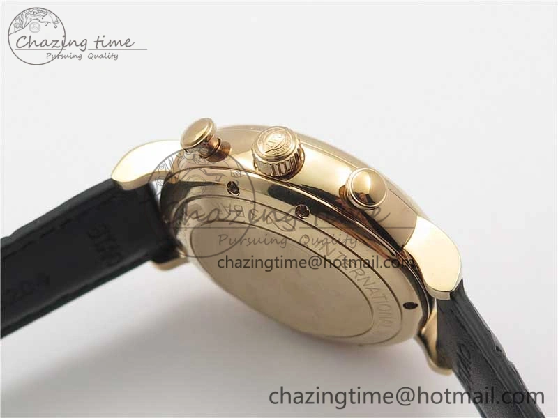 Portofino Chrono RG ZF 1:1 Best Edition Blue Dial Gold Markers on Black Leather Strap A7750