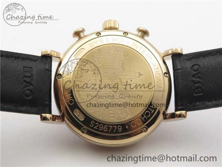 Portofino Chrono RG ZF 1:1 Best Edition Blue Dial Gold Markers on Black Leather Strap A7750