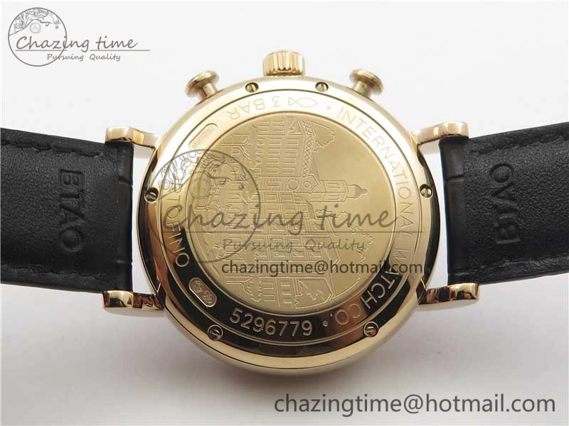 Portofino Chrono RG ZF 1:1 Best Edition Blue Dial Gold Markers on Black Leather Strap A7750