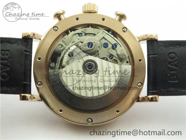 Portofino Chrono RG ZF 1:1 Best Edition Blue Dial Gold Markers on Black Leather Strap A7750