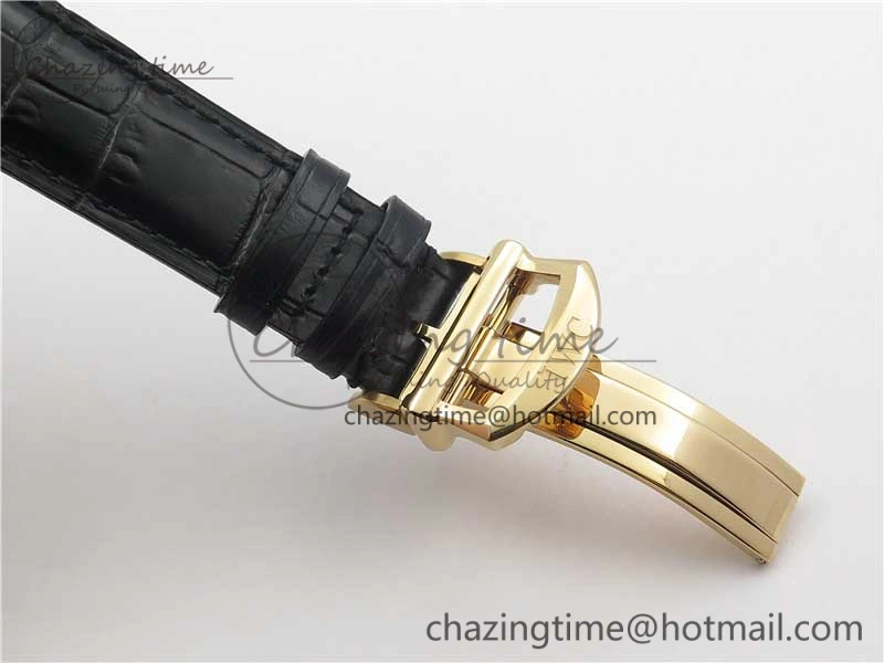 Portofino Chrono RG ZF 1:1 Best Edition Blue Dial Gold Markers on Black Leather Strap A7750