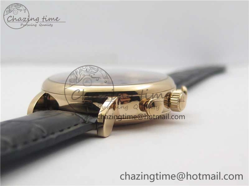 Portofino Chrono RG ZF 1:1 Best Edition Blue Dial Gold Markers on Black Leather Strap A7750