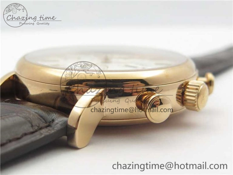 Portofino Chrono RG ZF 1:1 Best Edition White Dial on Brown Leather Strap A7750