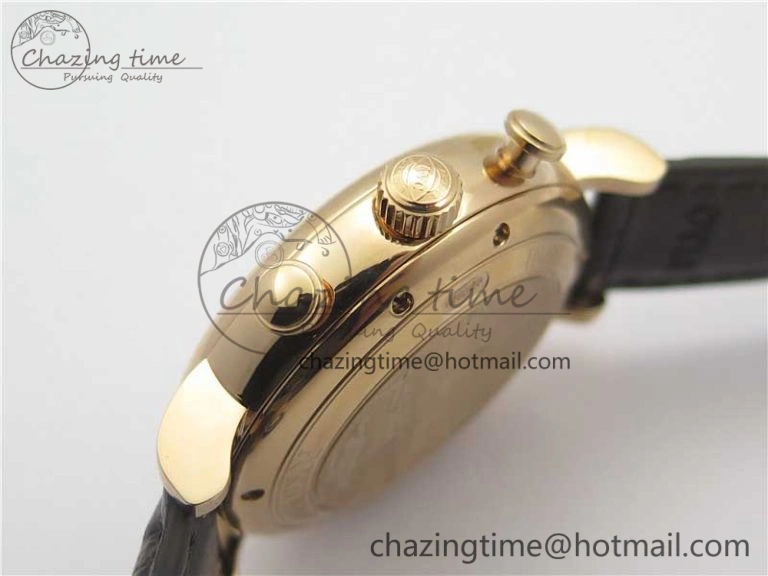Portofino Chrono RG ZF 1:1 Best Edition White Dial on Brown Leather Strap A7750