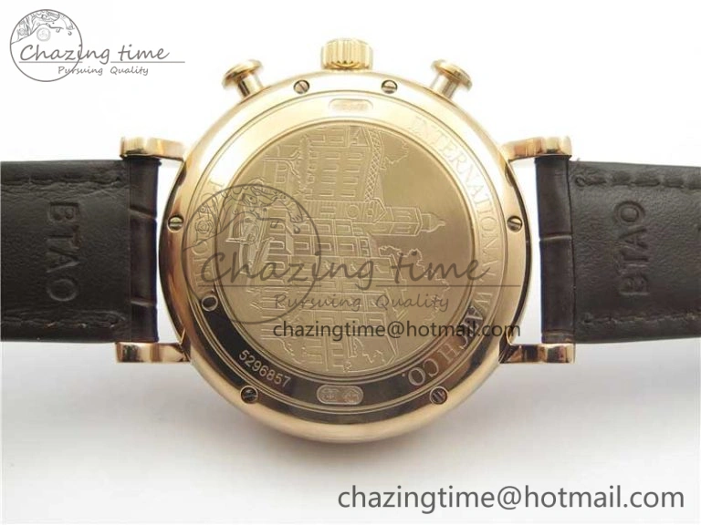 Portofino Chrono RG ZF 1:1 Best Edition White Dial on Brown Leather Strap A7750