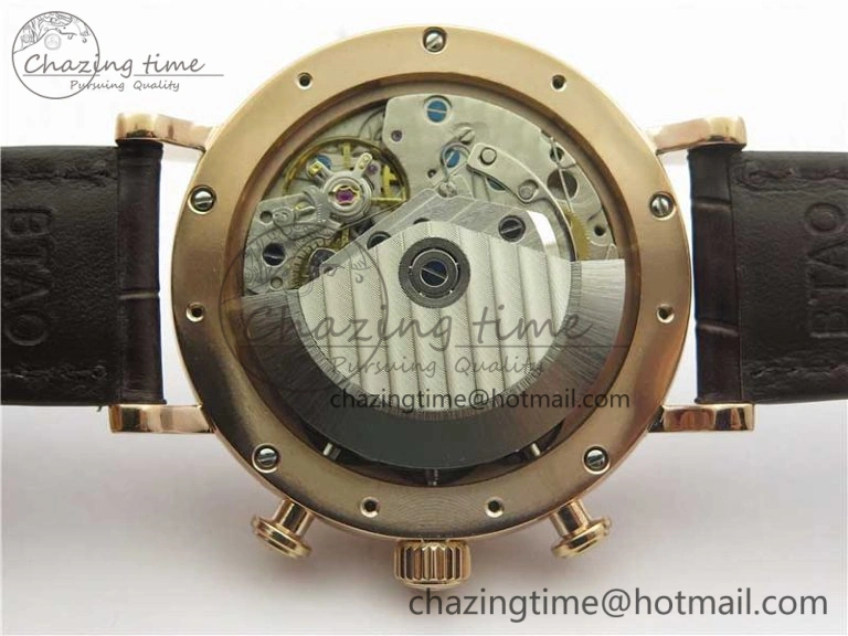 Portofino Chrono RG ZF 1:1 Best Edition White Dial on Brown Leather Strap A7750