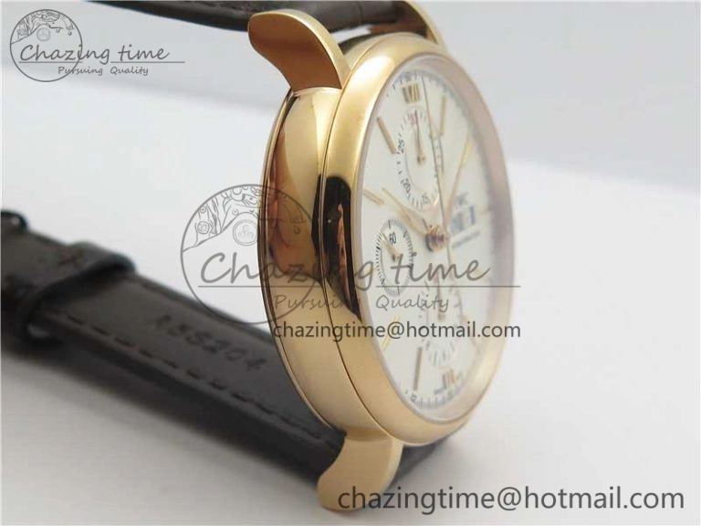 Portofino Chrono RG ZF 1:1 Best Edition White Dial on Brown Leather Strap A7750