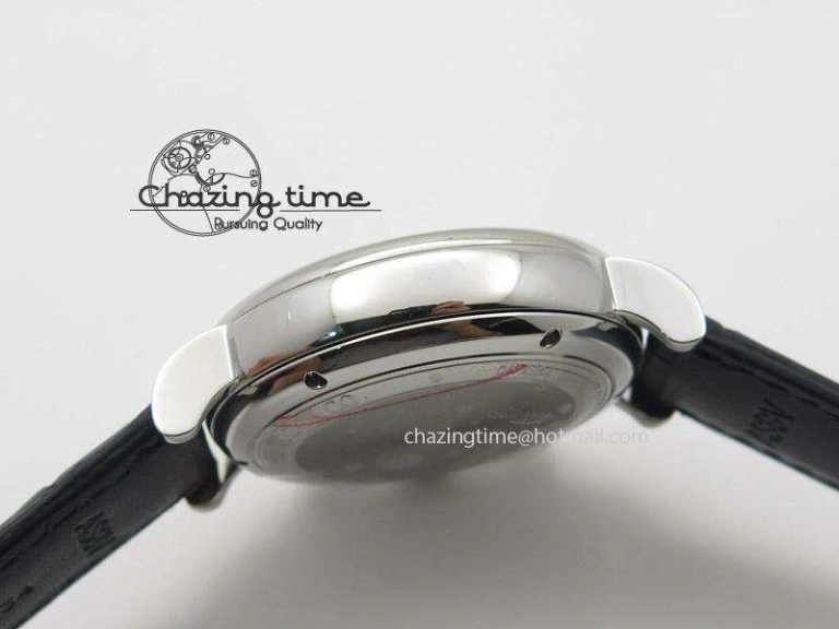 Portofino Chrono SS Black Dial on Black Leather Strap A7750