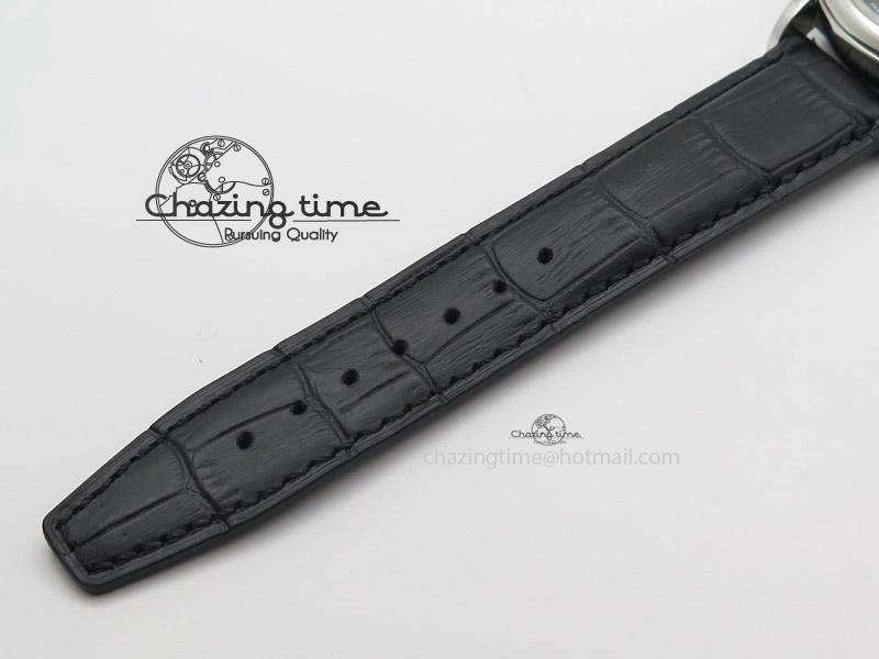 Portofino Chrono SS Black Dial on Black Leather Strap A7750