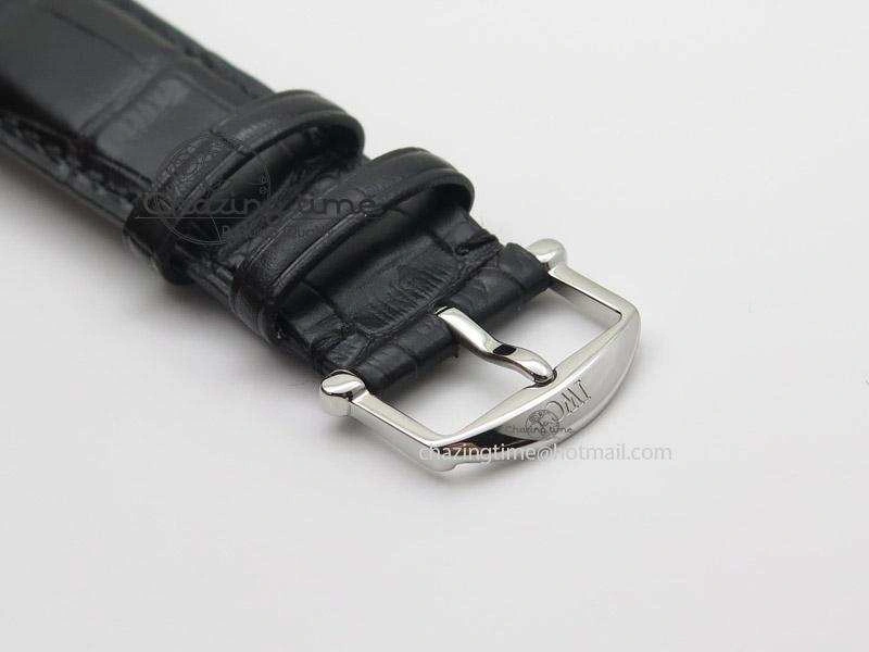 Portofino Chrono SS Black Dial on Black Leather Strap A7750