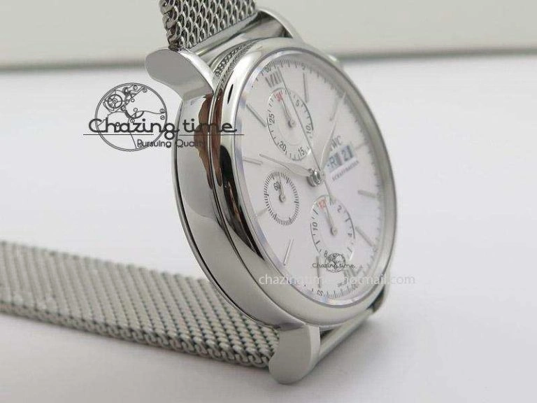 Portofino Chrono SS White Dial on SS Mesh Bracelet A7750