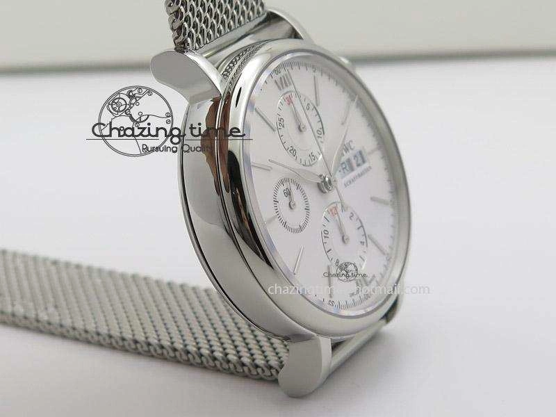 Portofino Chrono SS White Dial on SS Mesh Bracelet A7750