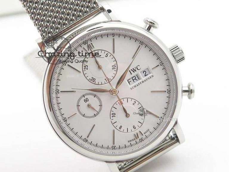 Portofino Chrono SS White Dial on SS Mesh Bracelet A7750