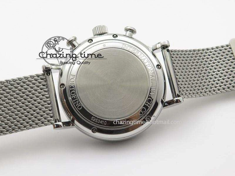 Portofino Chrono SS White Dial on SS Mesh Bracelet A7750