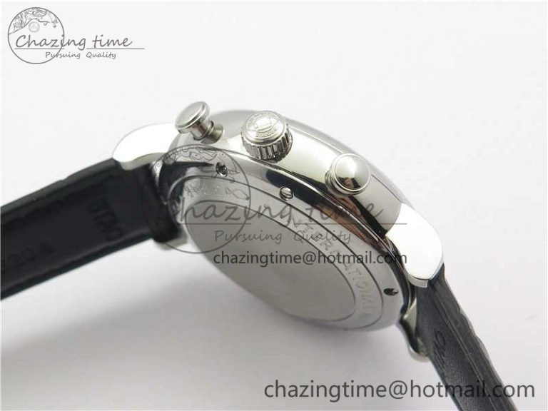 Portofino Chrono SS ZF 1:1 Best Edition Blue Dial Gold Markers on Black Leather Strap A7750