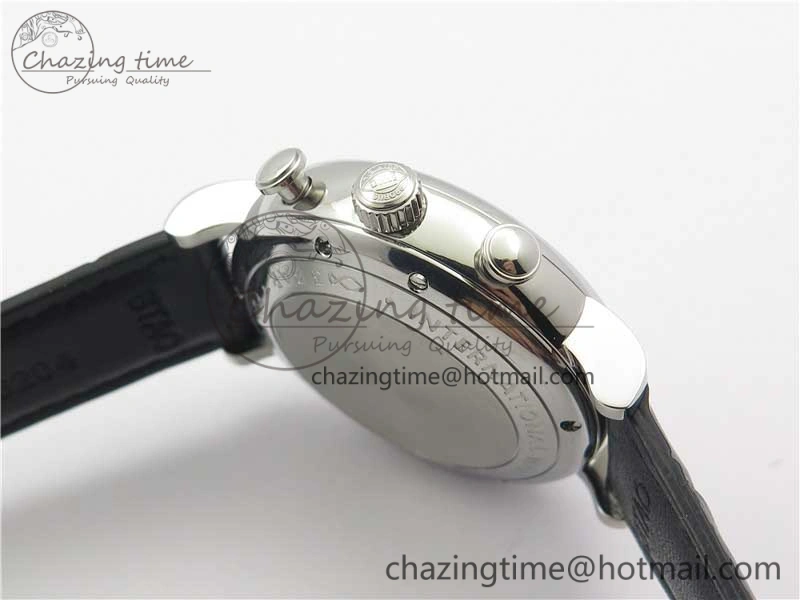 Portofino Chrono SS ZF 1:1 Best Edition Blue Dial Gold Markers on Black Leather Strap A7750