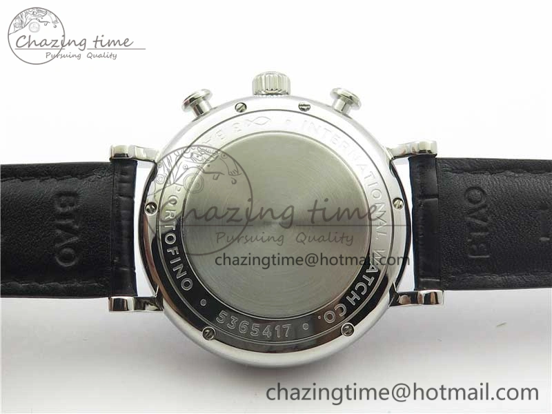 Portofino Chrono SS ZF 1:1 Best Edition Blue Dial Gold Markers on Black Leather Strap A7750
